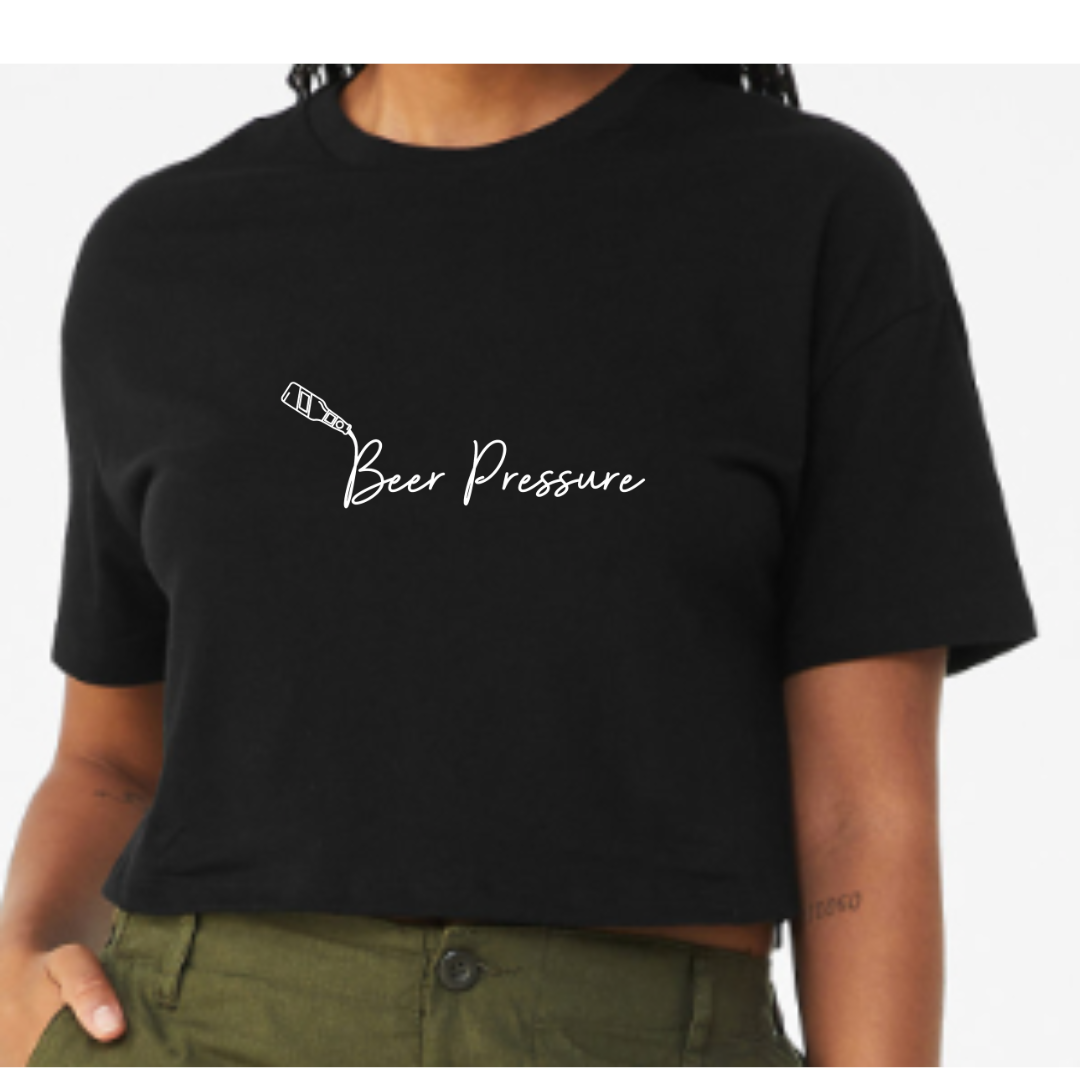 Cropped "Beer Pressure" Graphic T-Shirt (Bella Canvas)