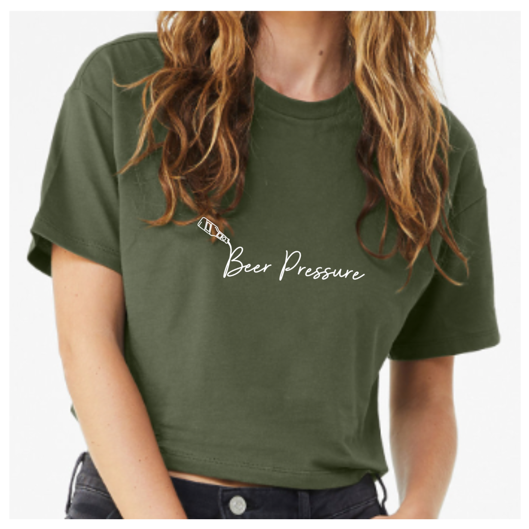 Cropped "Beer Pressure" Graphic T-Shirt (Bella Canvas)