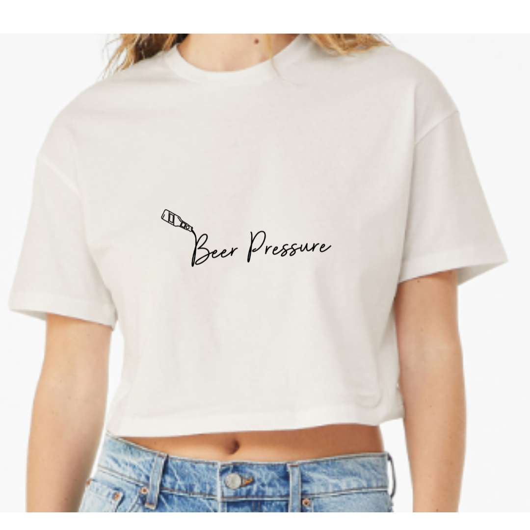 Cropped "Beer Pressure" Graphic T-Shirt (Bella Canvas)