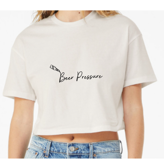Cropped "Beer Pressure" Graphic T-Shirt (Bella Canvas)